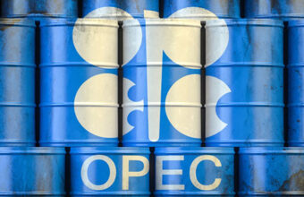 Oil barrels with OPEC siymbol. 3d illustration